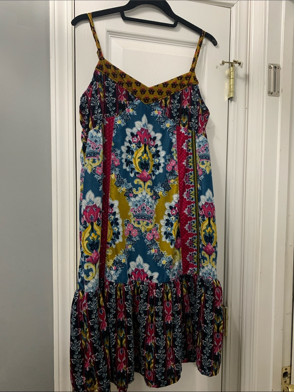 Anthropologie Multicolor Boho Midi Dress with Spaghetti Straps